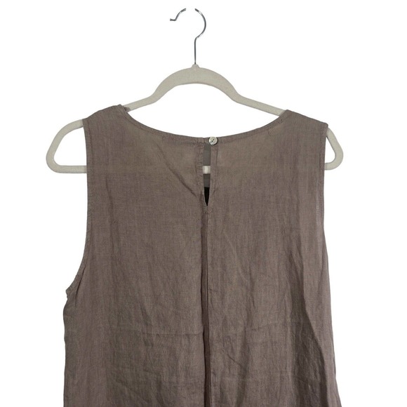 Lungo L'Arno Beige Sleeveless 100% Linen Dress Pockets Lagenlook Womens Medium - Picture 7 of 7